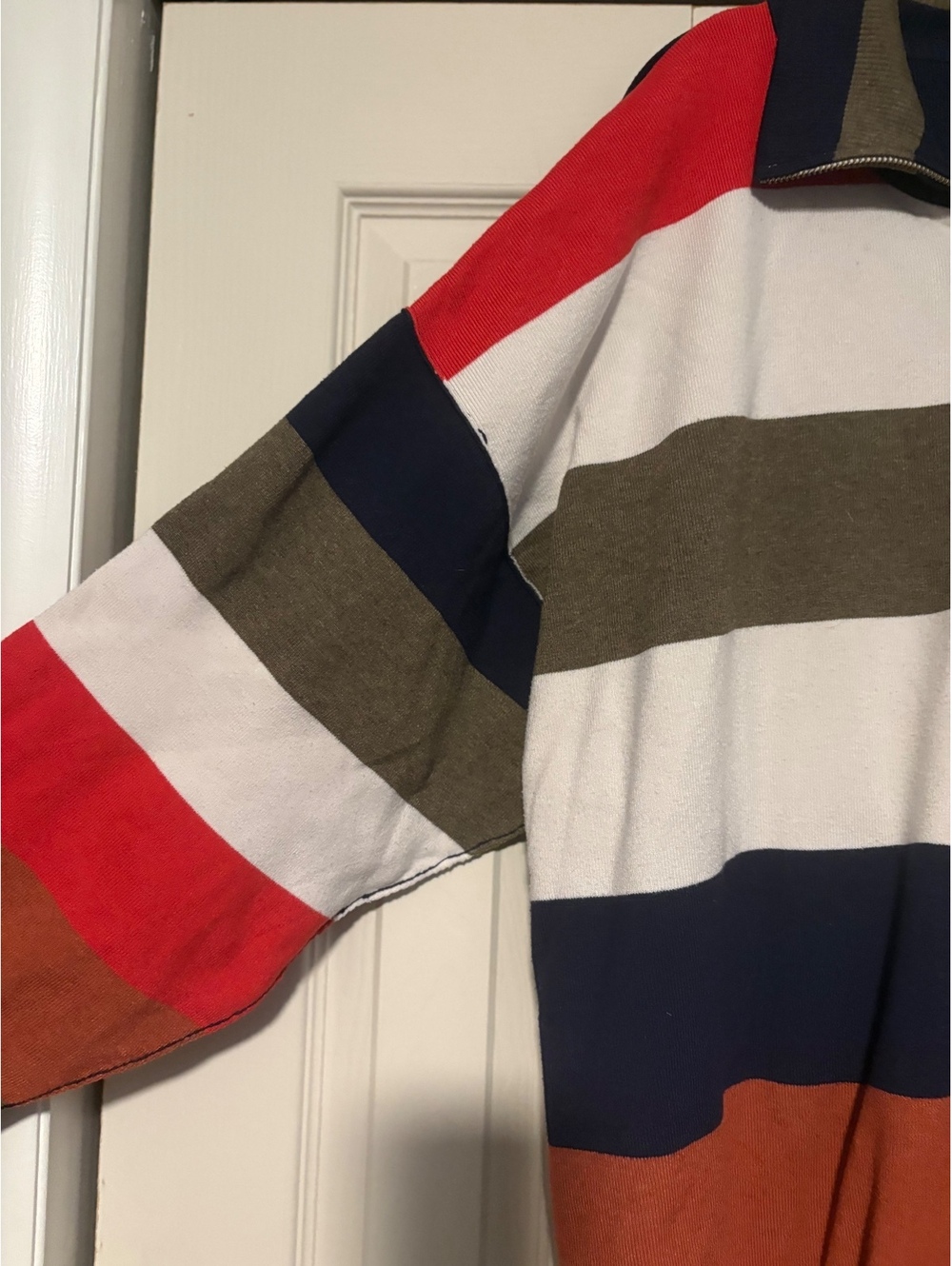 Free People Coastal Stripe Half Zip Pullover Oversized Small Blokecore Fisherman - Picture 6 of 7